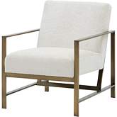 Francis Accent Arm Chair in Cream Fabric & Brushed Gold